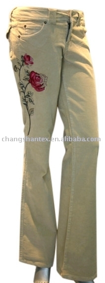 Ladies' Embroidery Corduroy Casual Pant